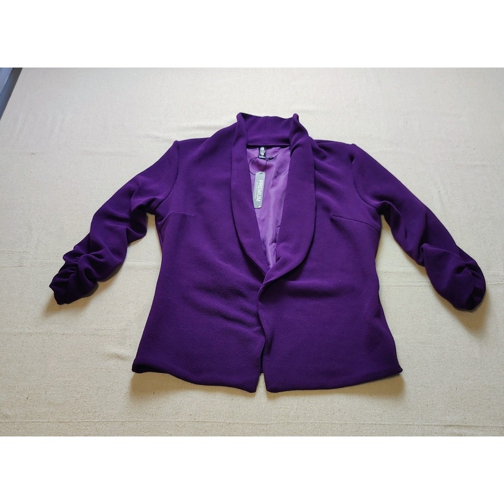 Lock & Love Premium Womens Ruched 3/4 Sleeve Shawl Collar Blazer Small‎ NWT